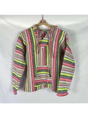 EMISA Small Baja Mexican Saddle Blanket Pullover Sweater Poncho Drug Rag Surfer